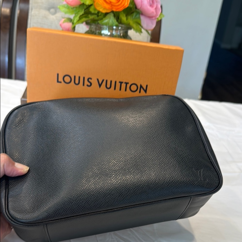 Louis Vuitton Black Leather Cosmetic Pouch